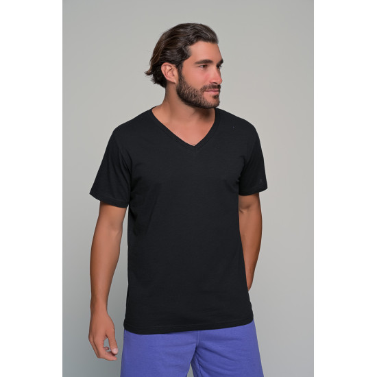 T-shirt Φλάμα V Μάυρο -TFV001