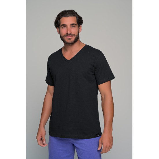 T-shirt Φλάμα V Μάυρο -TFV001